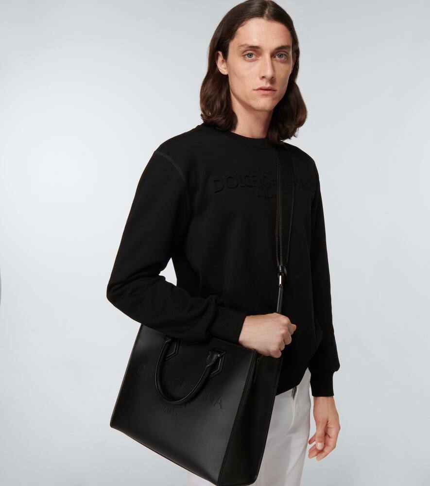 Logo leather tote bag