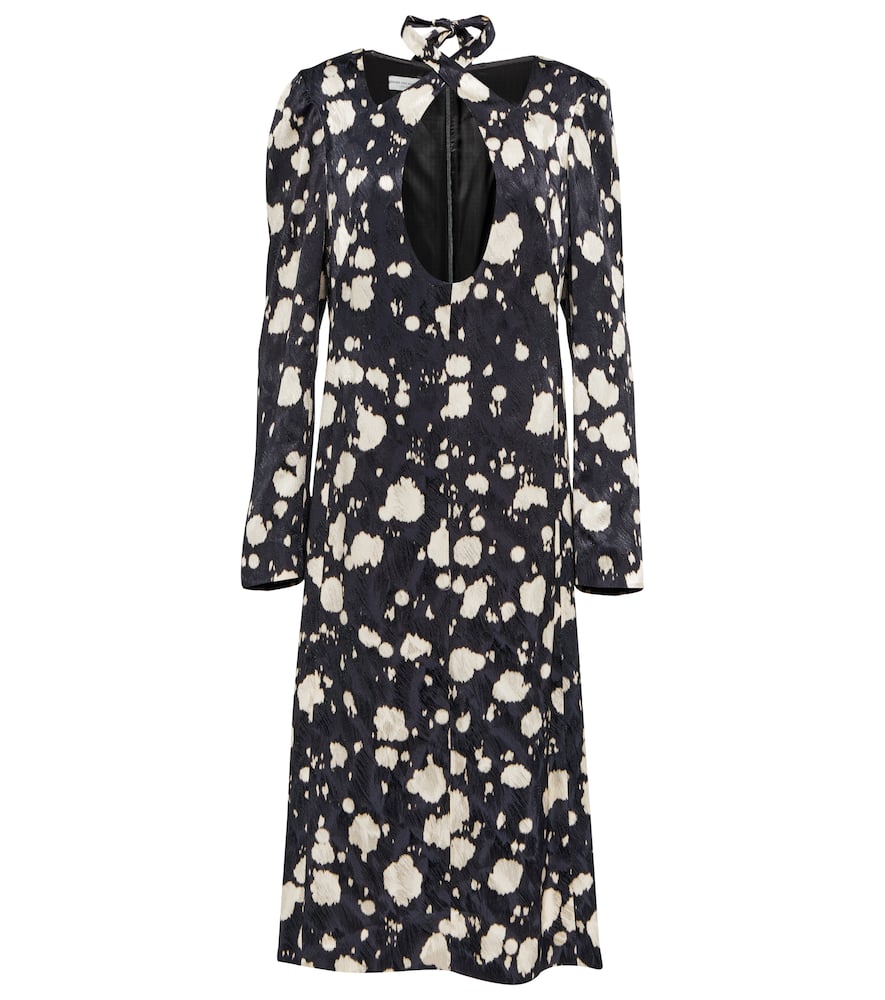 Dries Van Noten Cutout satin jacquard midi dress