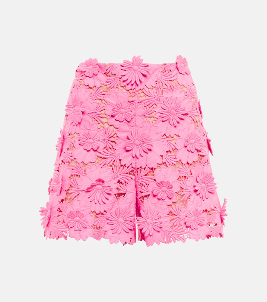 Oscar de la Renta Appliqué floral lace shorts