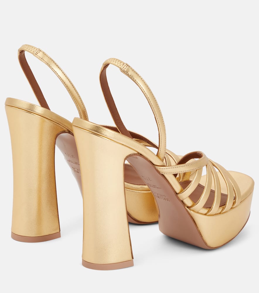 Shop Malone Souliers Amaya 125 Leather Platform Sandals In Gold Gold