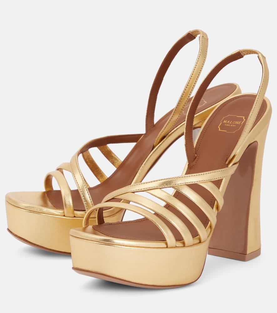 Shop Malone Souliers Amaya 125 Leather Platform Sandals In Gold Gold