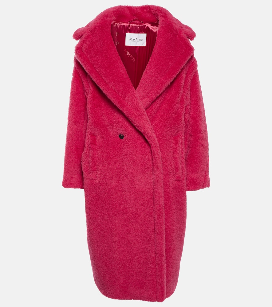 Shop Max Mara Teddy Bear Icon Alpaca, Wool, And Silk Coat In Red