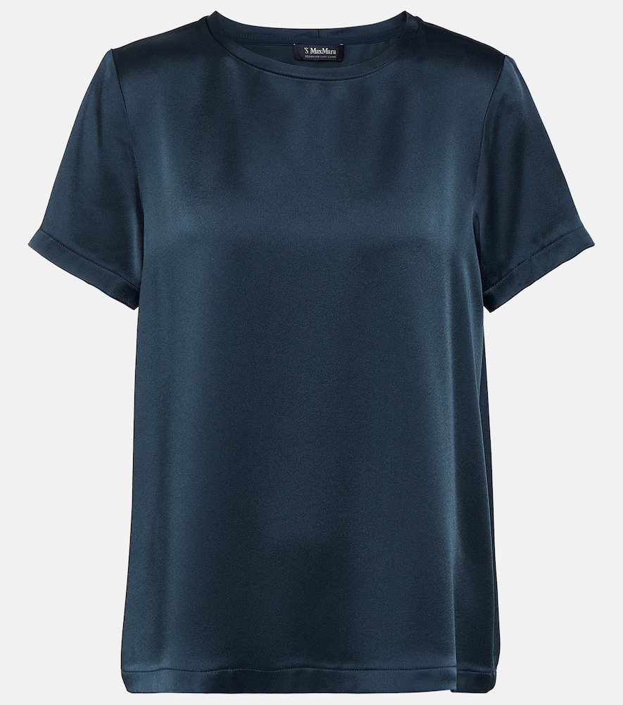 S Max Mara Rebecca Satin T-shirt In Blue
