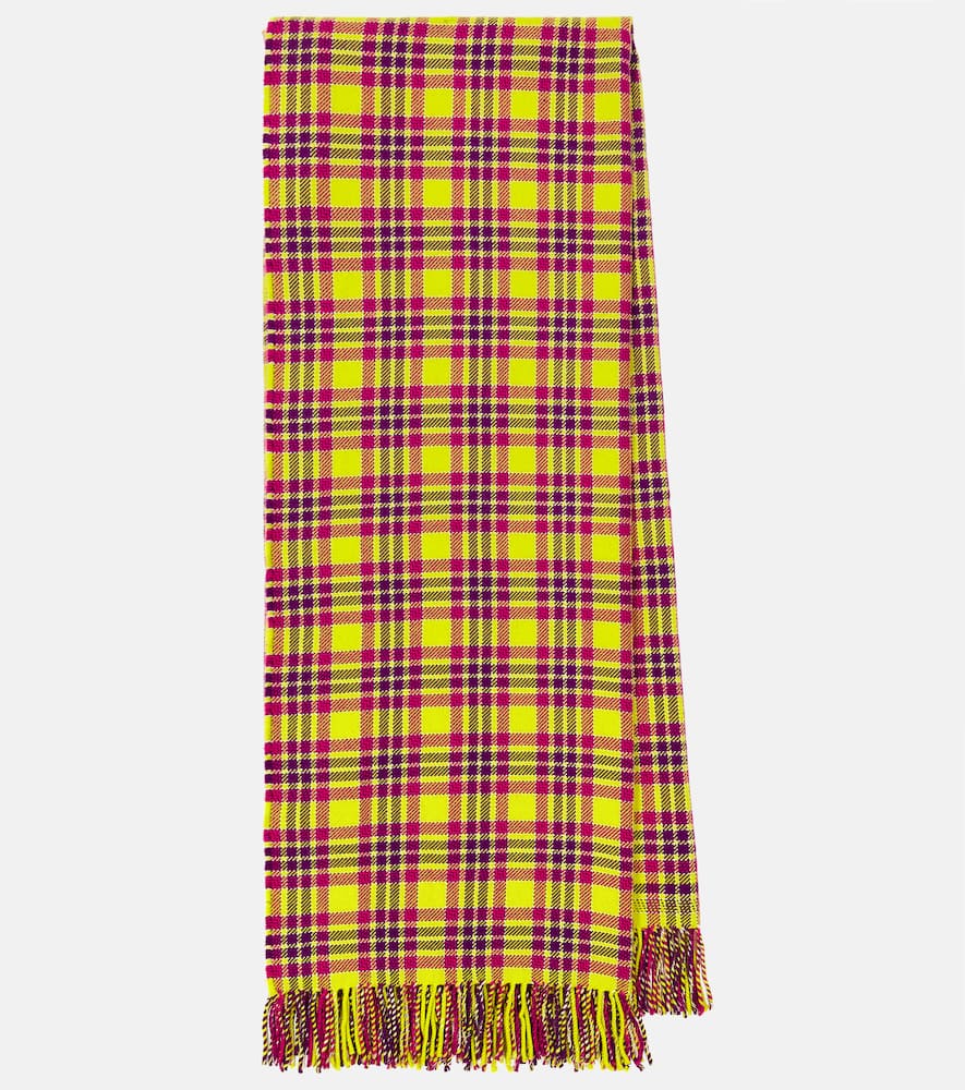 Etro Checked fringed virgin wool scarf