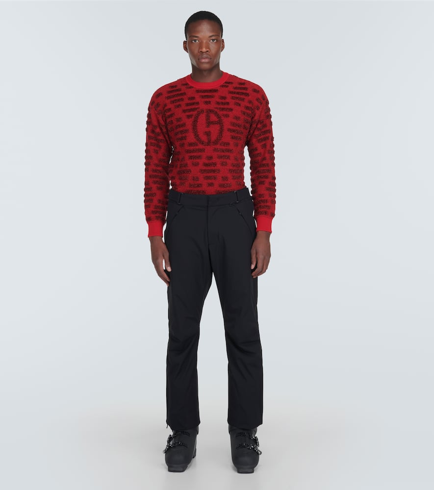 Giorgio Armani Logo Jacquard Wool-blend Sweater In Red