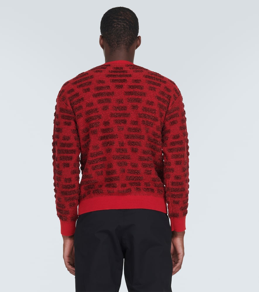 Shop Giorgio Armani Logo Jacquard Wool-blend Sweater In Red