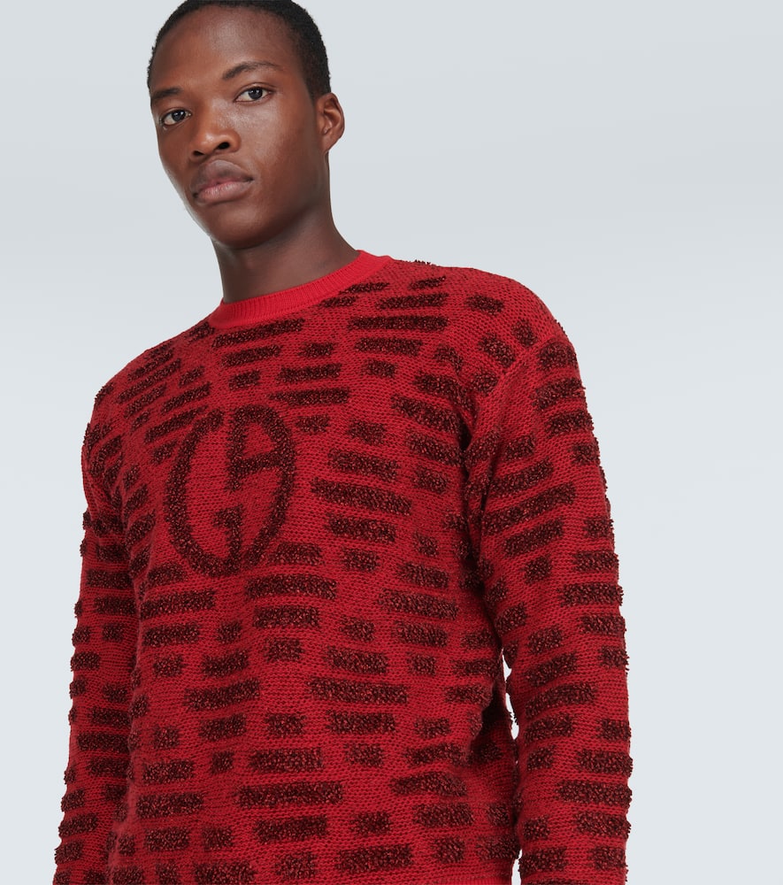 Shop Giorgio Armani Logo Jacquard Wool-blend Sweater In Red