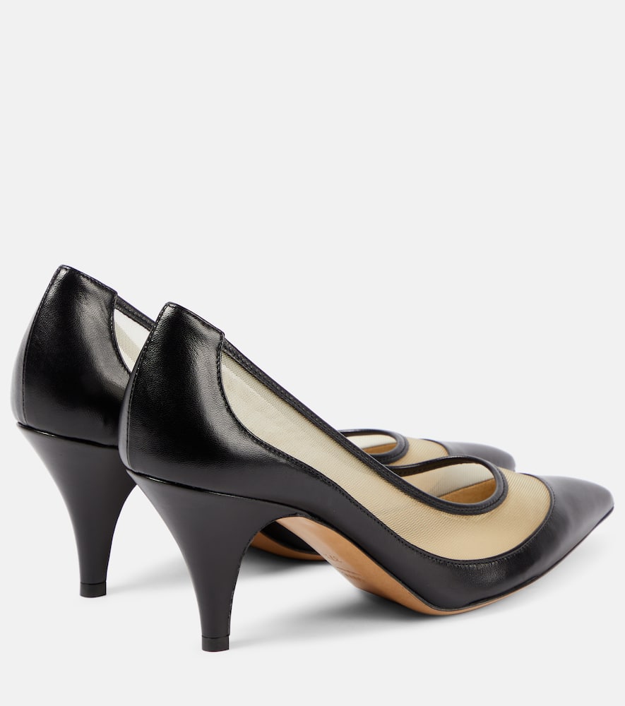 Shop Khaite River Leather And Mesh Pumps In Black