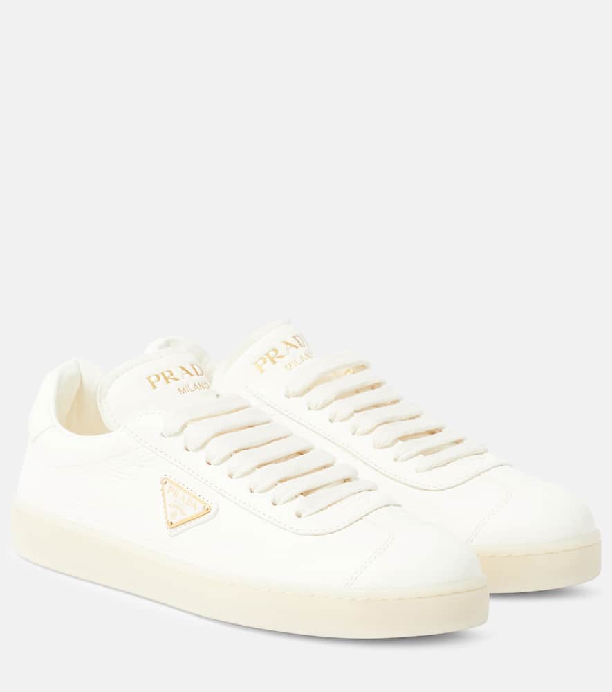 Prada Downtown Leather Sneakers In White