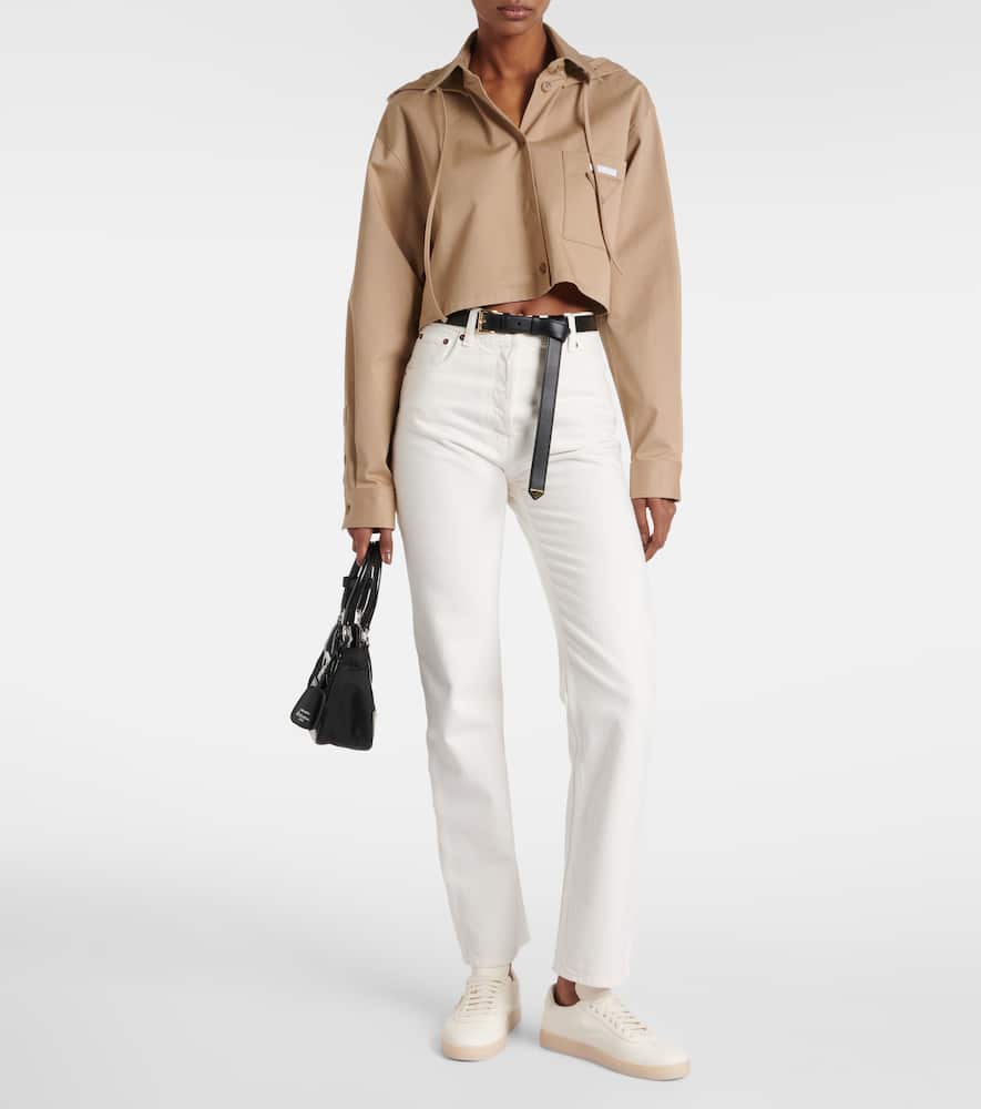 Prada Downtown Leather Sneakers In White