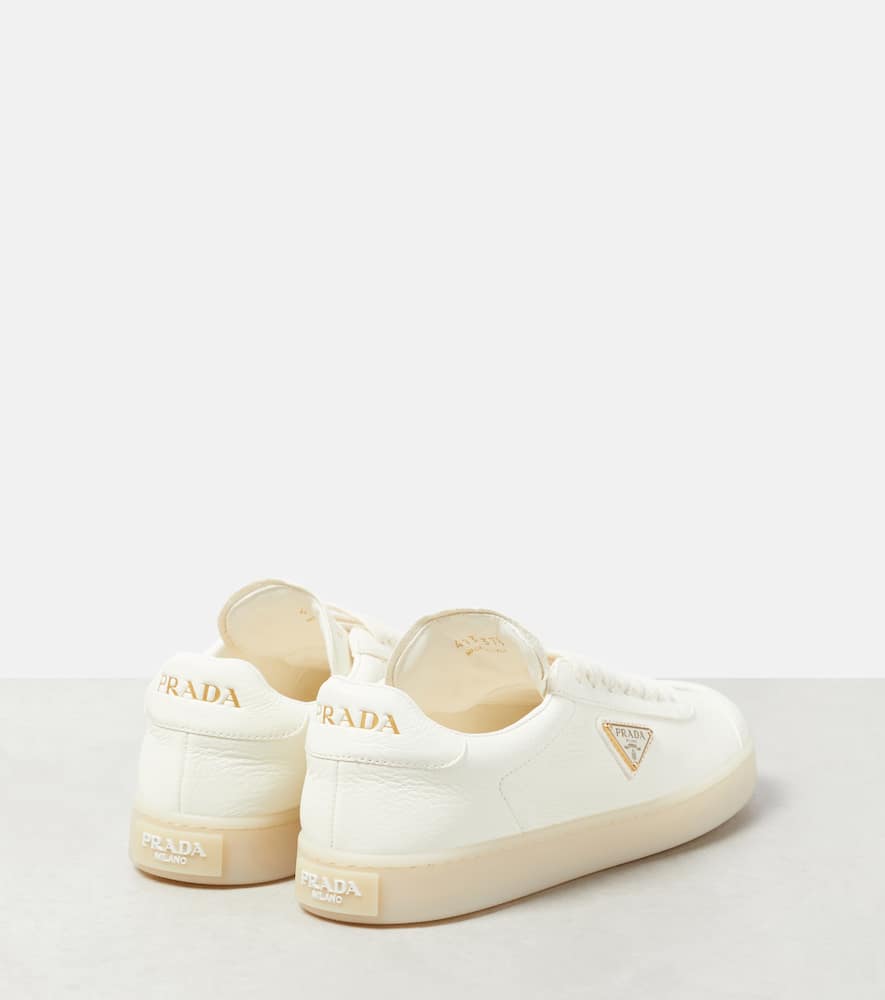 Prada Downtown Leather Sneakers In White