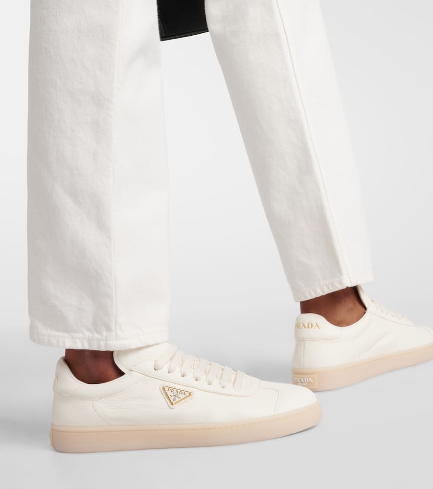 Prada Downtown Leather Sneakers In White