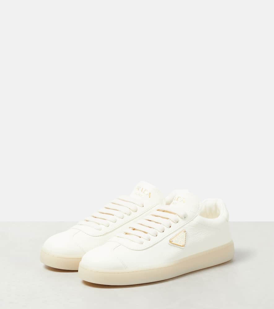 Prada Downtown Leather Sneakers In White