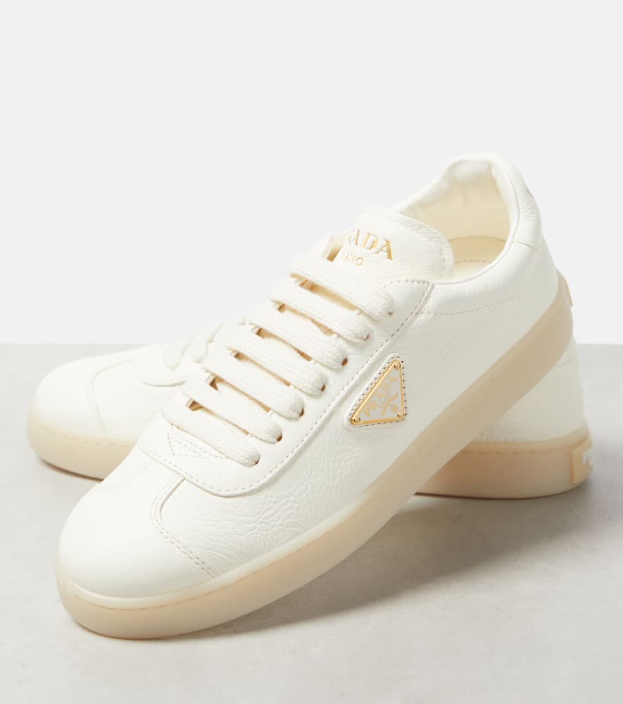 Prada Downtown Leather Sneakers In White