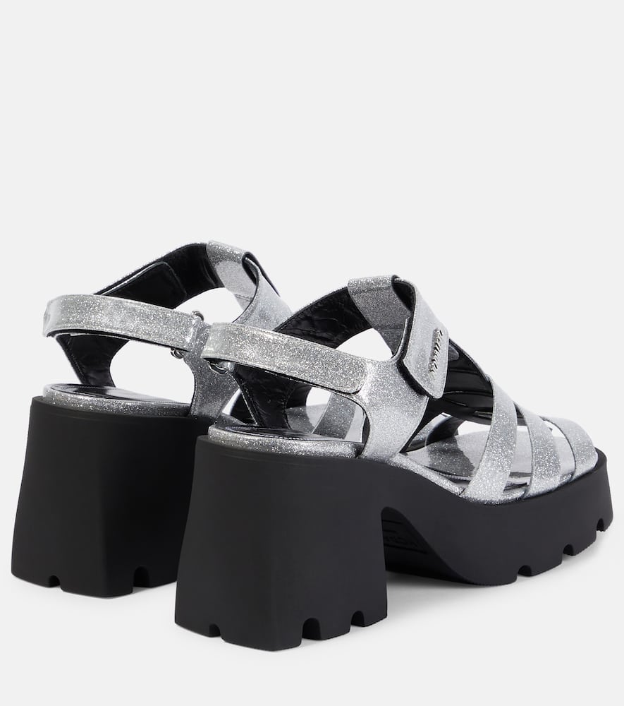 Shop Nodaleto Bulla Emma Glitter Platform Sandals In Silver Plexi Glitter