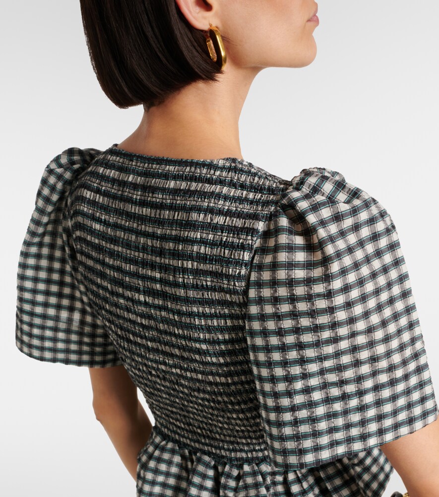  Ganni Ganni Checked Seersucker Peplum Top 