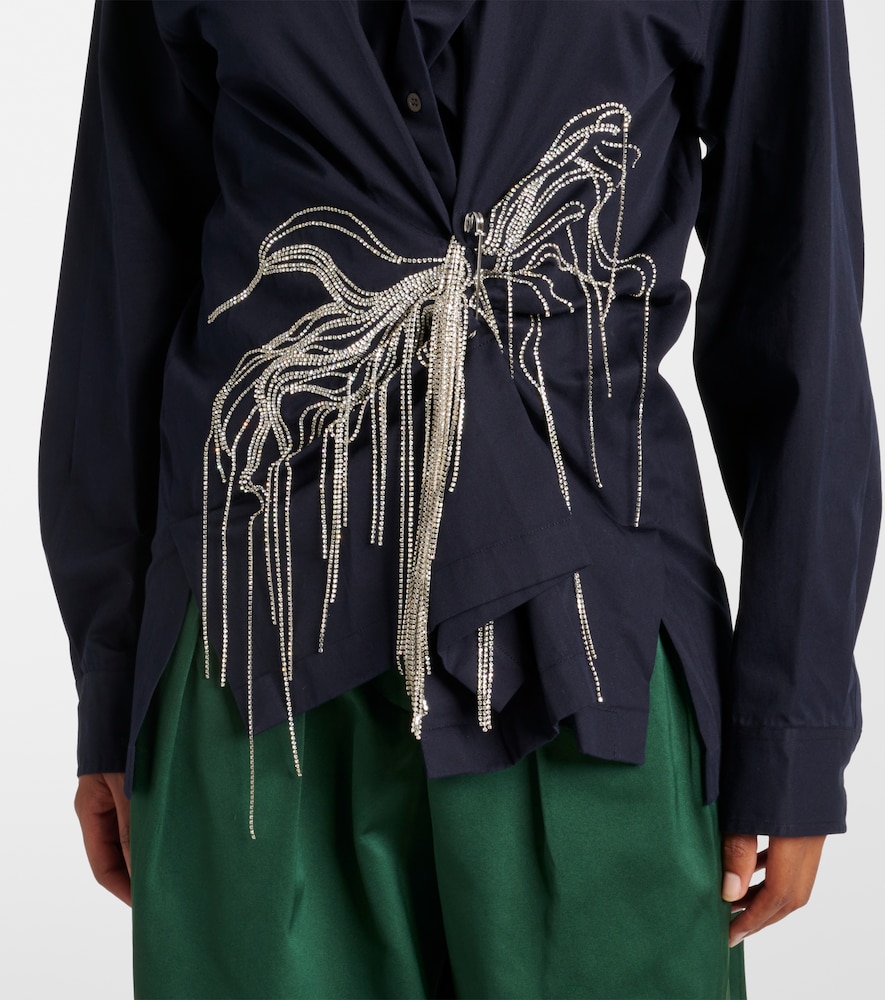  Dries Van Noten Dries Van Noten Hemd Aus Baumwoll-gabardine Mit Kristallen 