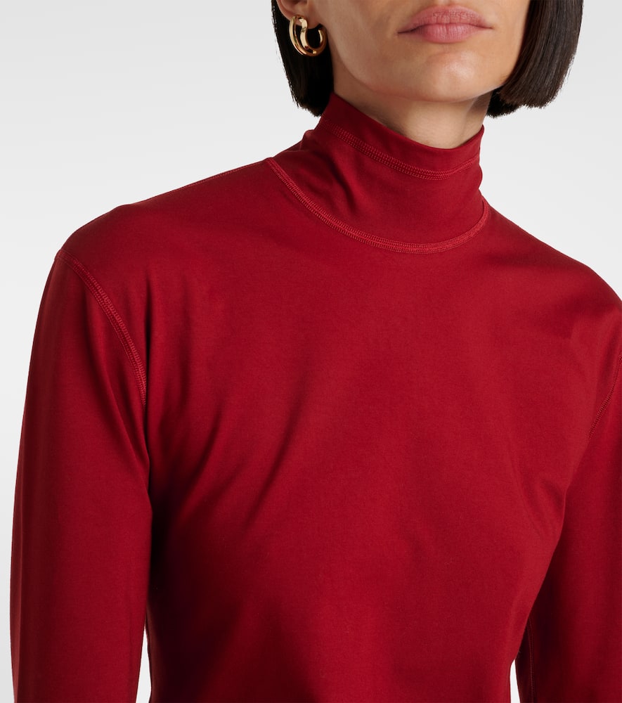 Bottega Veneta Cotton-blend Jersey Turtleneck Top In Red