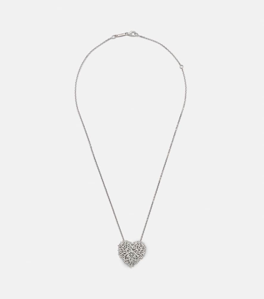 Suzanne Kalan 18kt White Gold Pendant Necklace With Diamonds In Silver