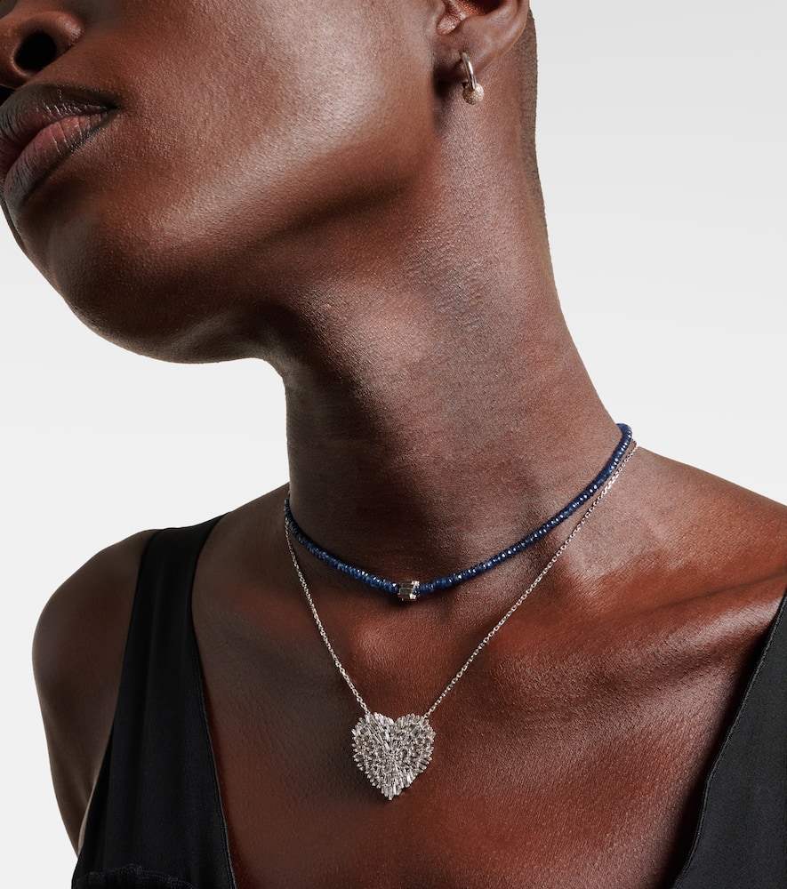 Suzanne Kalan 18kt White Gold Pendant Necklace With Diamonds In Silver