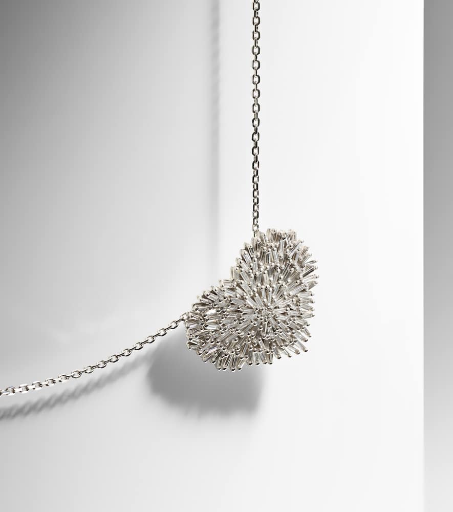 Suzanne Kalan 18kt White Gold Pendant Necklace With Diamonds In Silver