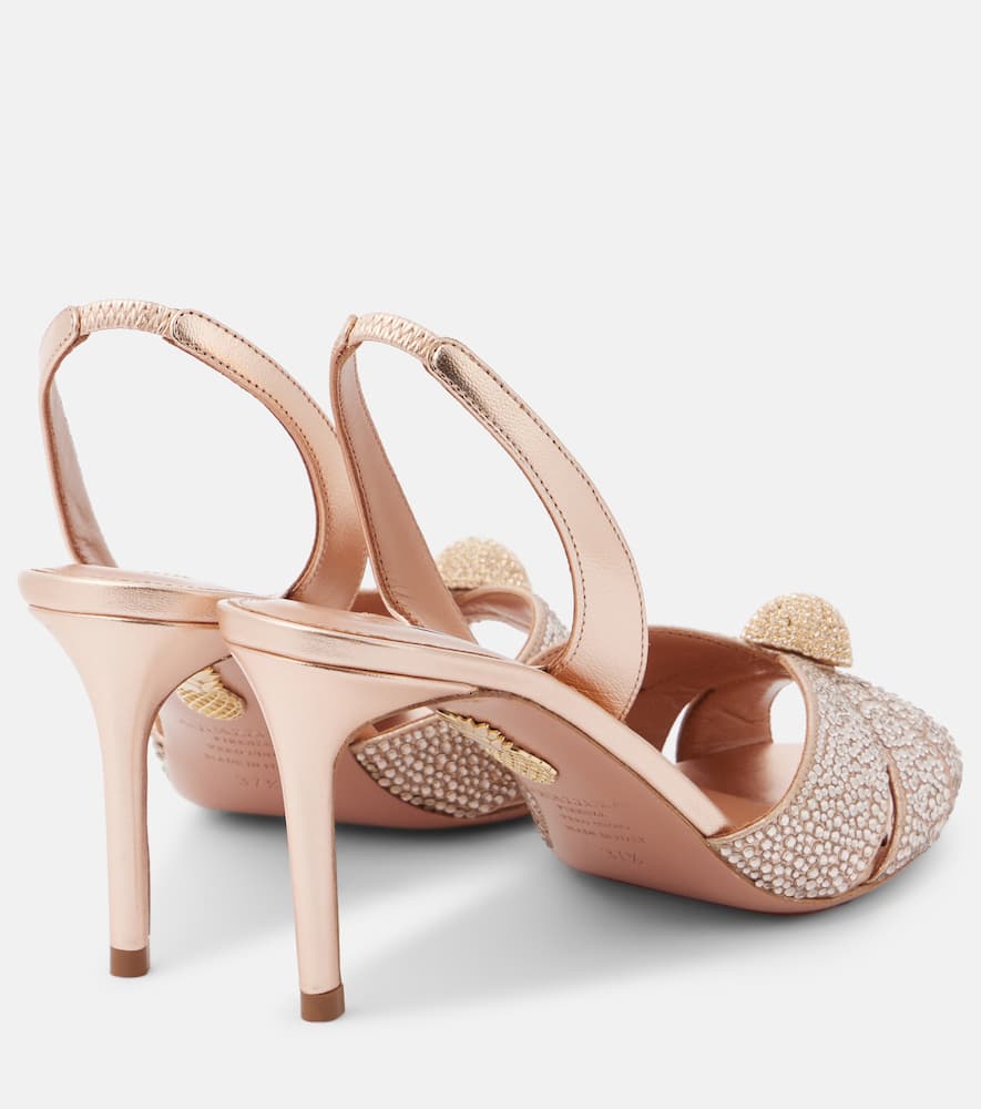 Aquazzura Italian Flirt 75 Crystal-embellished Sandals In Beige