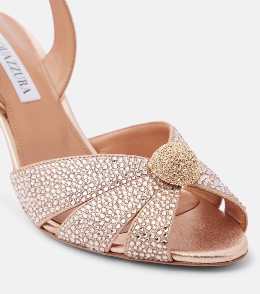 Aquazzura Italian Flirt 75 Crystal-embellished Sandals In Beige