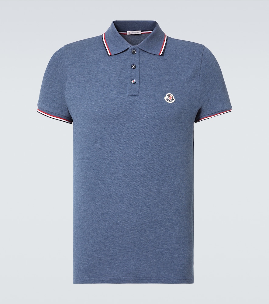 Moncler Logo Cotton Piquet Polo Shirt In Mood Indigo
