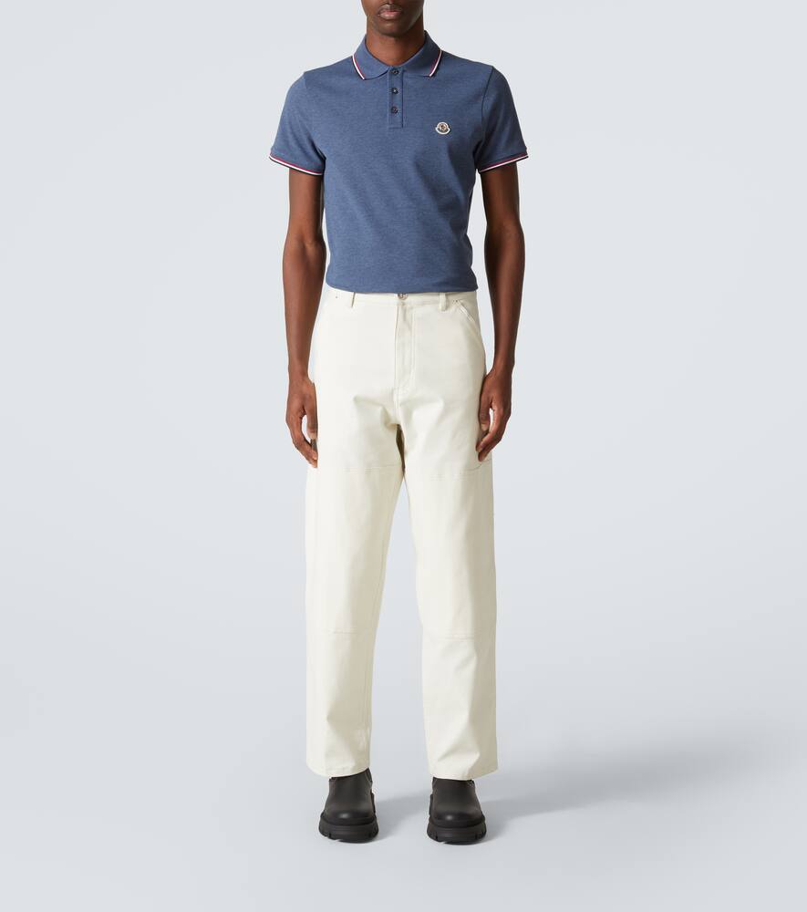 Moncler Logo Cotton Piquet Polo Shirt In Mood Indigo