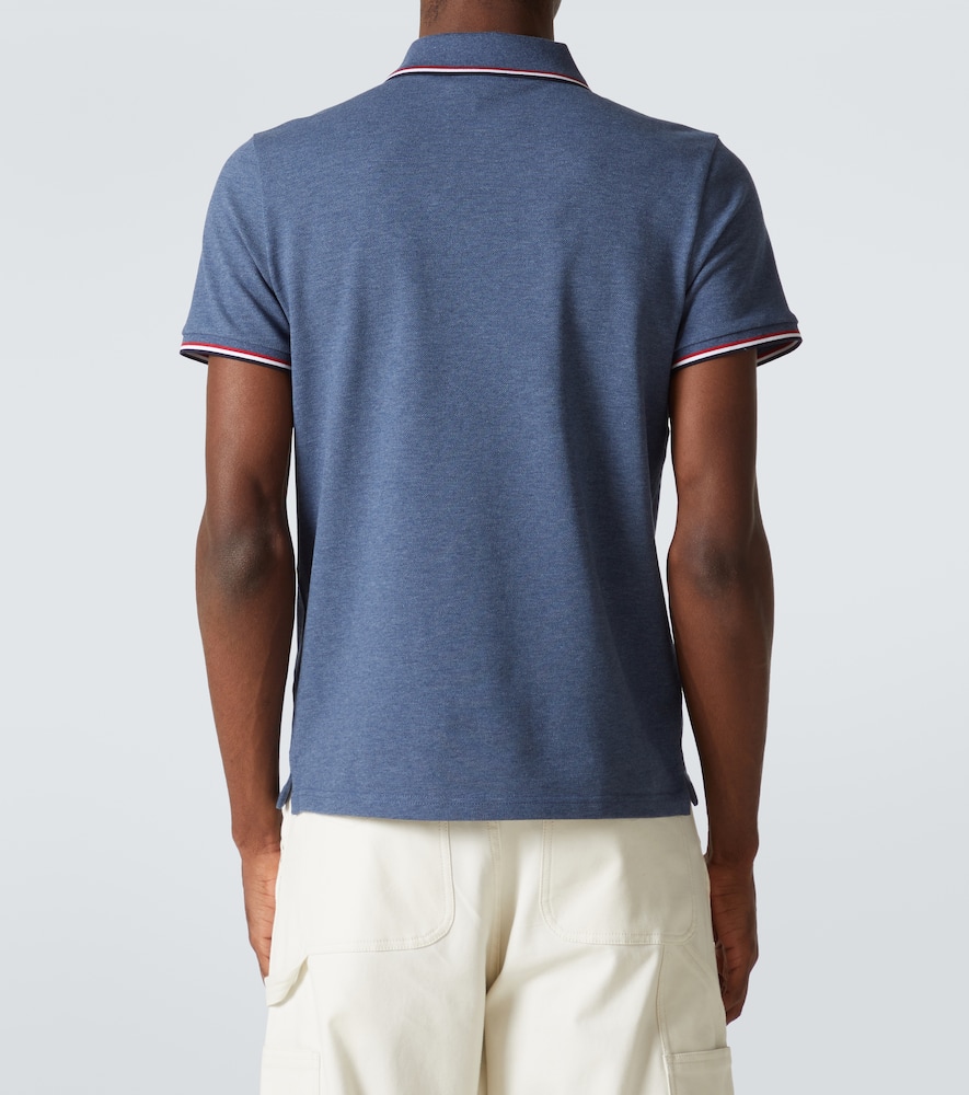 Moncler Logo Cotton Piquet Polo Shirt In Mood Indigo