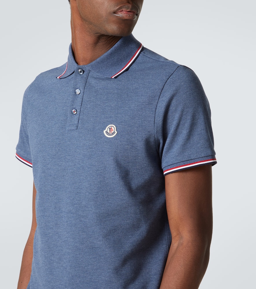 Moncler Logo Cotton Piquet Polo Shirt In Mood Indigo
