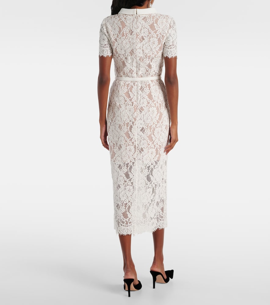 Self-portrait White Sequin Lace Midi Dress In White