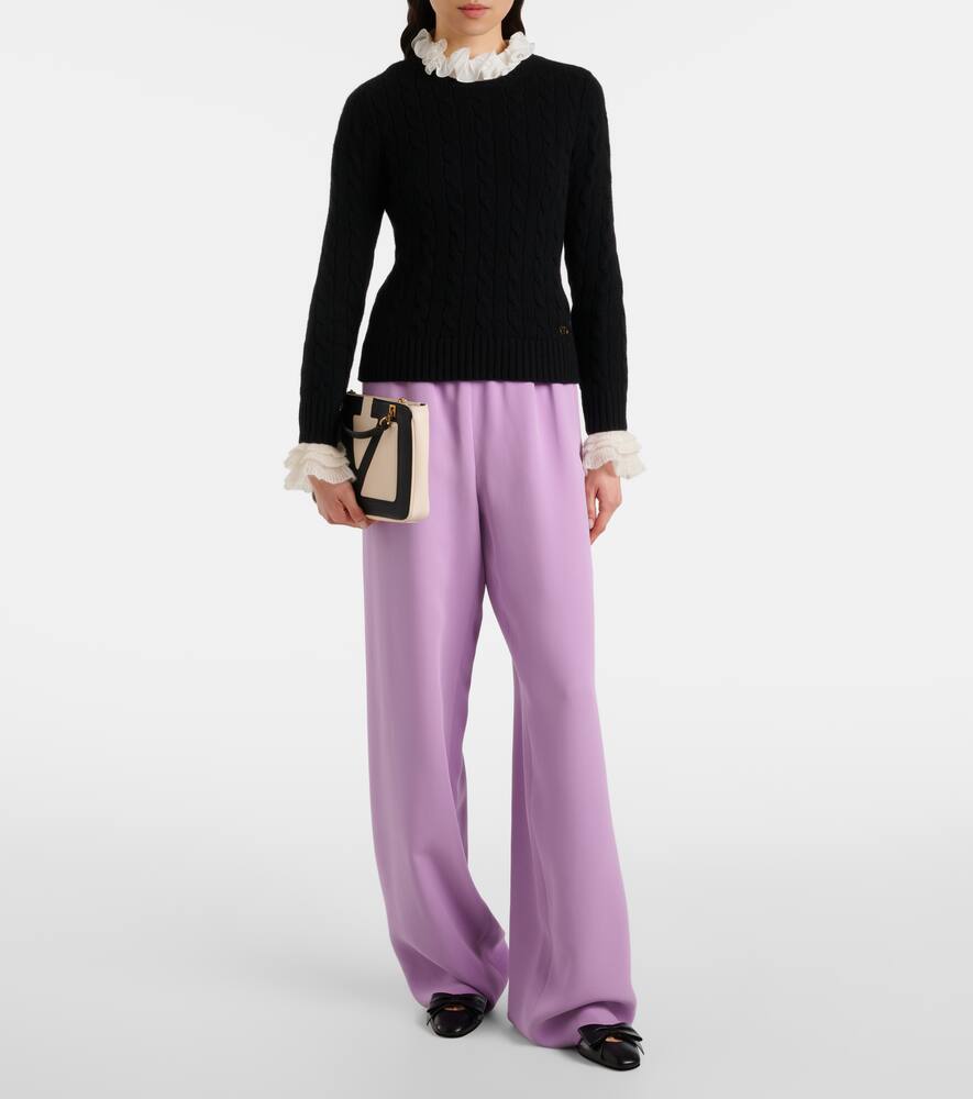 Valentino Elastic Wide Leg Trousers In Purple
