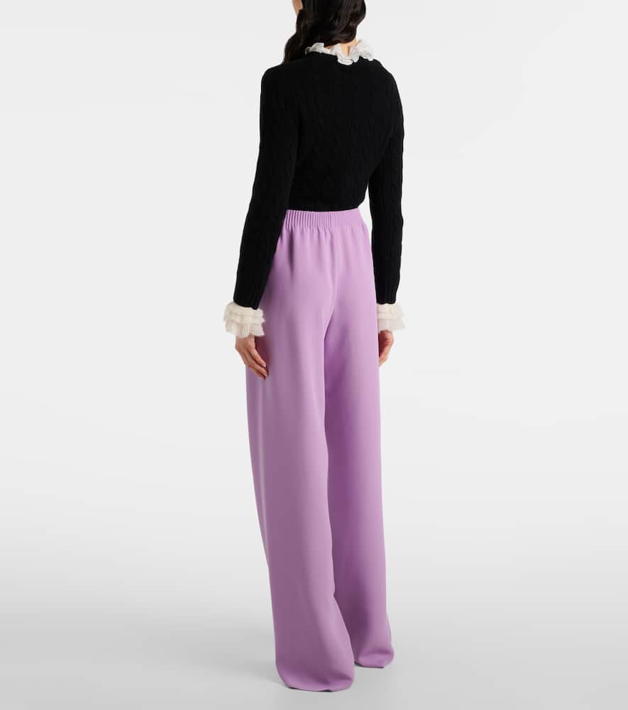 Valentino Elastic Wide Leg Trousers In Purple