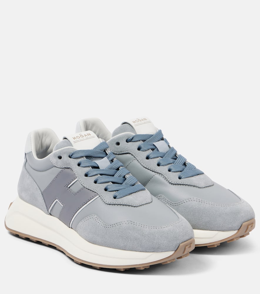 Hogan H641 Suede And Leather Sneakers In Blue