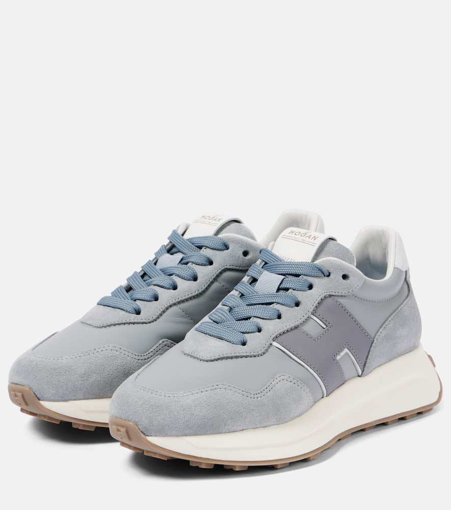 Hogan H641 Suede And Leather Sneakers In Blue