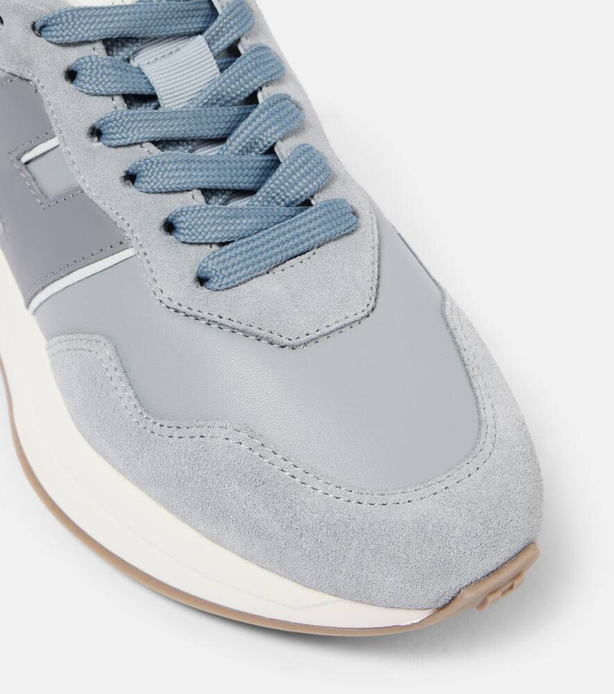 Hogan H641 Suede And Leather Sneakers In Blue