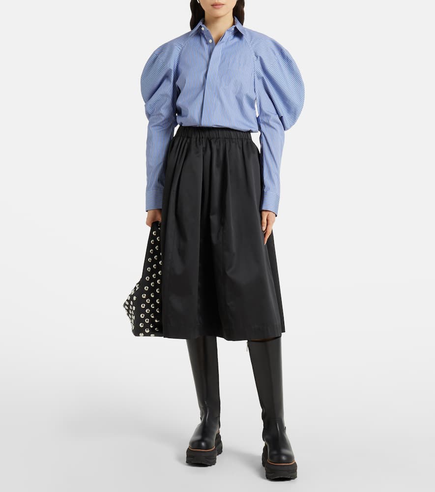 Sacai Womens Striped Puffed-sleeves Cotton-poplin Shirt Blue Stripe In Blue
