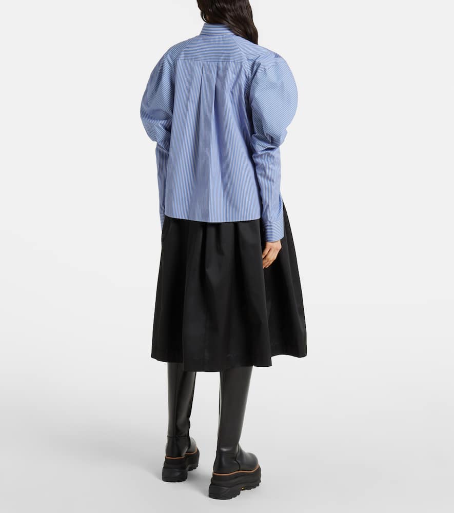 Sacai Womens Striped Puffed-sleeves Cotton-poplin Shirt Blue Stripe In Blue