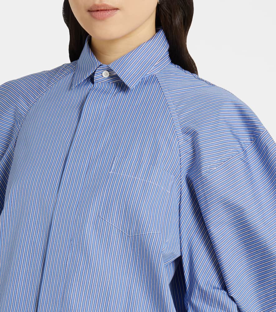 Sacai Womens Striped Puffed-sleeves Cotton-poplin Shirt Blue Stripe In Blue