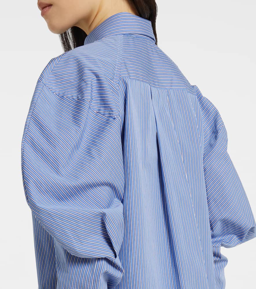 Sacai Womens Striped Puffed-sleeves Cotton-poplin Shirt Blue Stripe In Blue