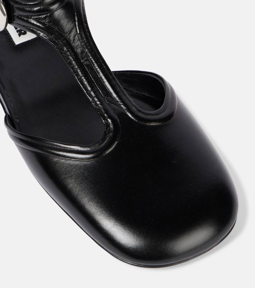 Jil Sander Leather Mary Jane Flats In Black
