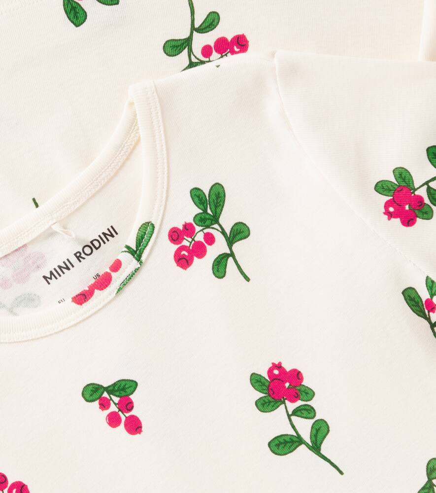 Mini Rodini Lingonberries Cotton Dress In Offwhite