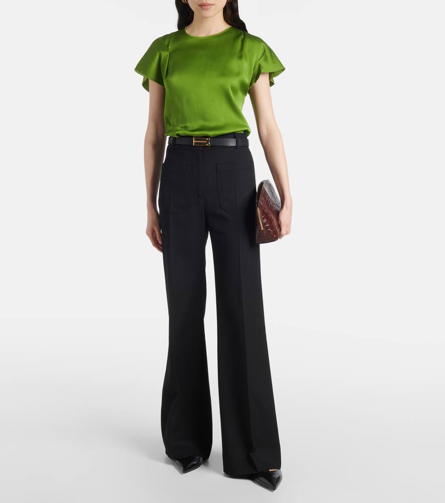 Victoria Beckham Draped Pleat Detail Top In Algae