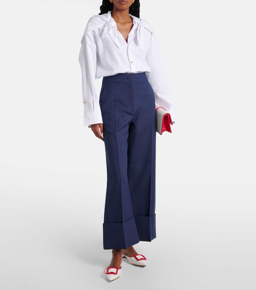 Manolo Blahnik Maysale Leather-trimmed Raffia Mules In White