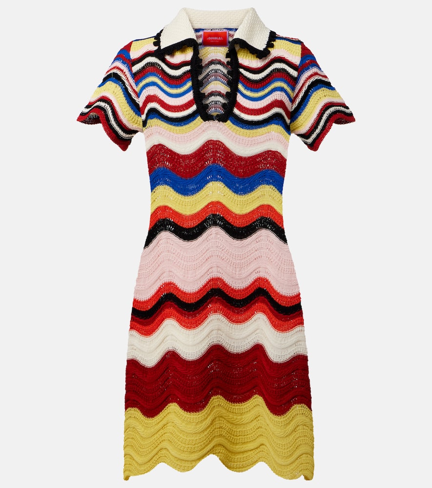 Chevron crochet cotton polo dress