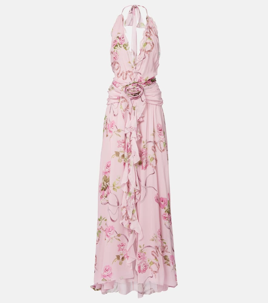Floral ruffled georgette maxi dress