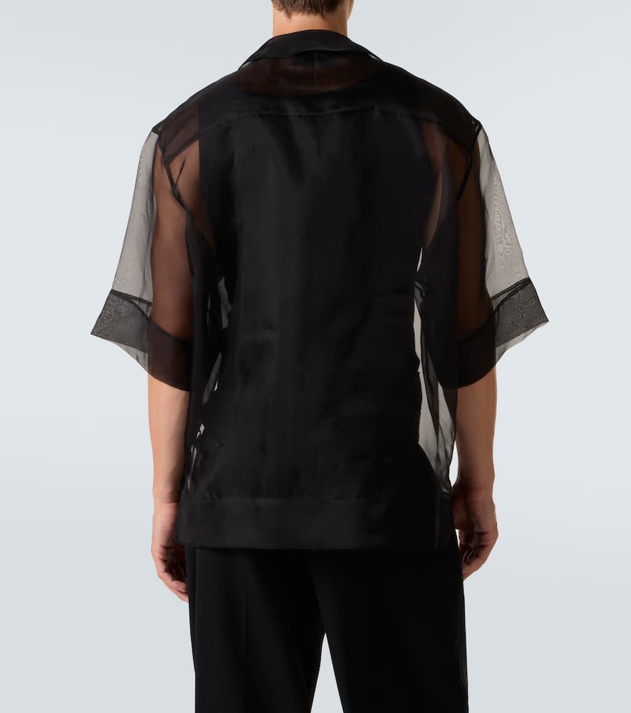 Simone Rocha Floral-appliqué Sheer Silk Shirt In Black
