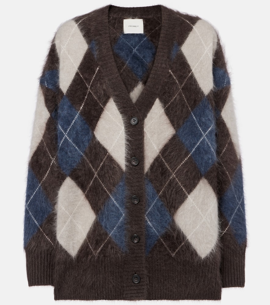 Lisa Yang Elaria Argyle Cashmere Cardigan In Brown