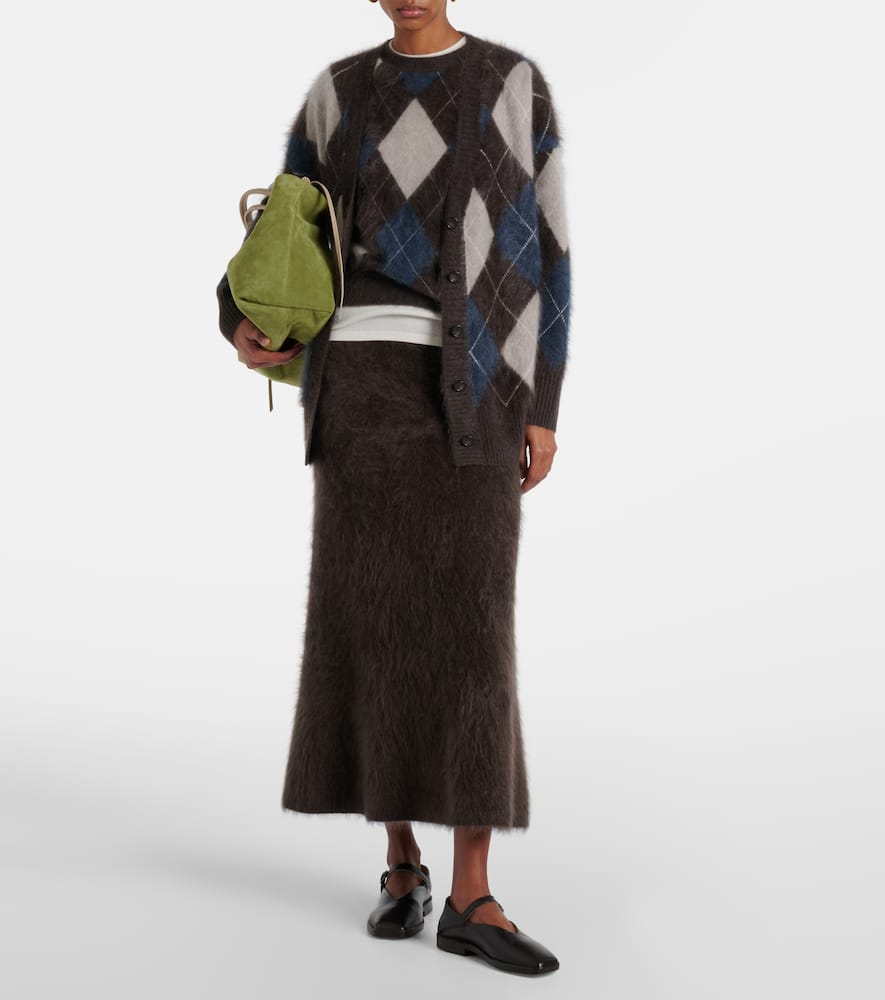 Lisa Yang Elaria Argyle Cashmere Cardigan In Brown